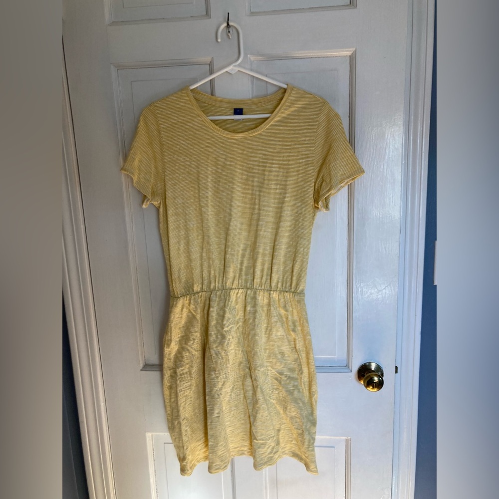 Yellow and white striped old navy dress